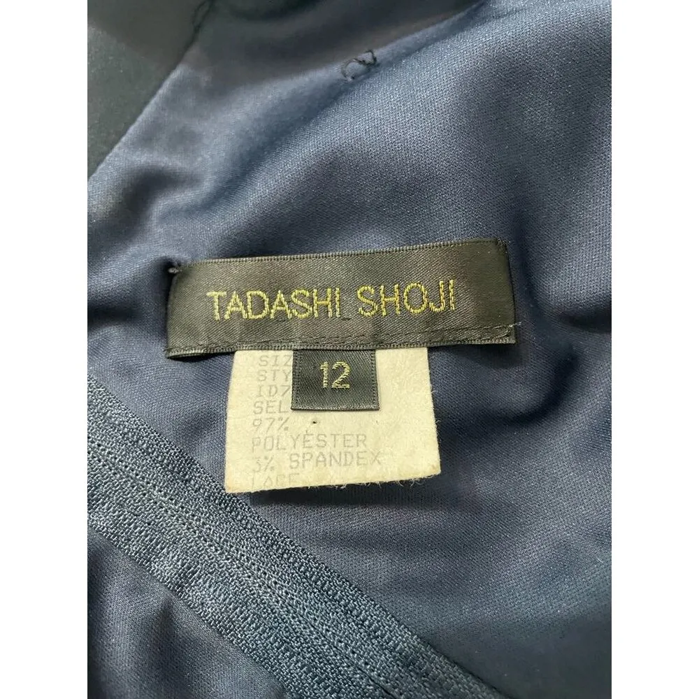 Tadashi Shoji Size 12 Blue Dress Evening Cocktail Party Bandage Lace Detail - Image 7