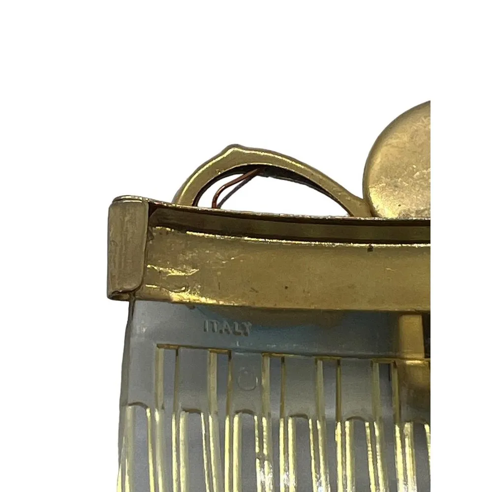 Vintage Hair Comb Gold Tone Faux Pearl Clear Blue Rhinestones Made in Italy - Image 5