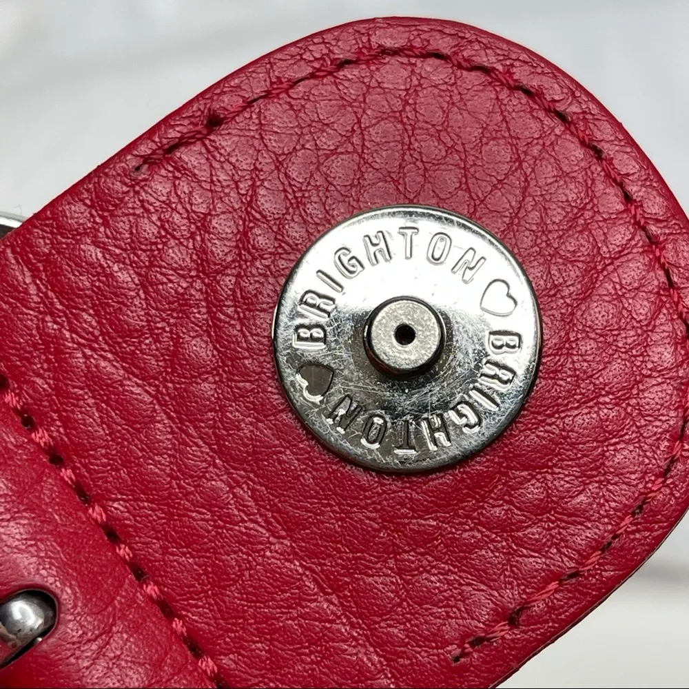 shoulder bag with red leather and signature studded silver accents - Image 10