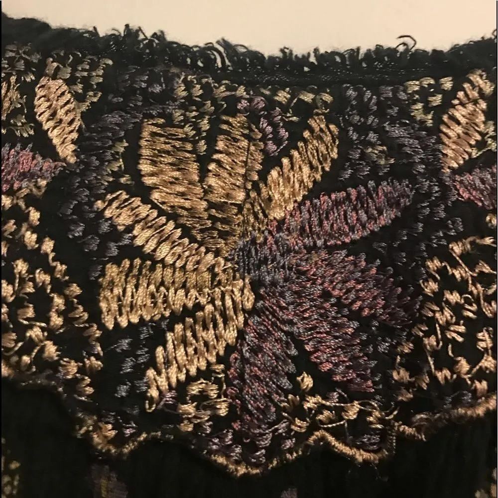 American Eagle Outfitters Flowy Floral Embroidery Boho Peasant Top Medium Blue - Image 8