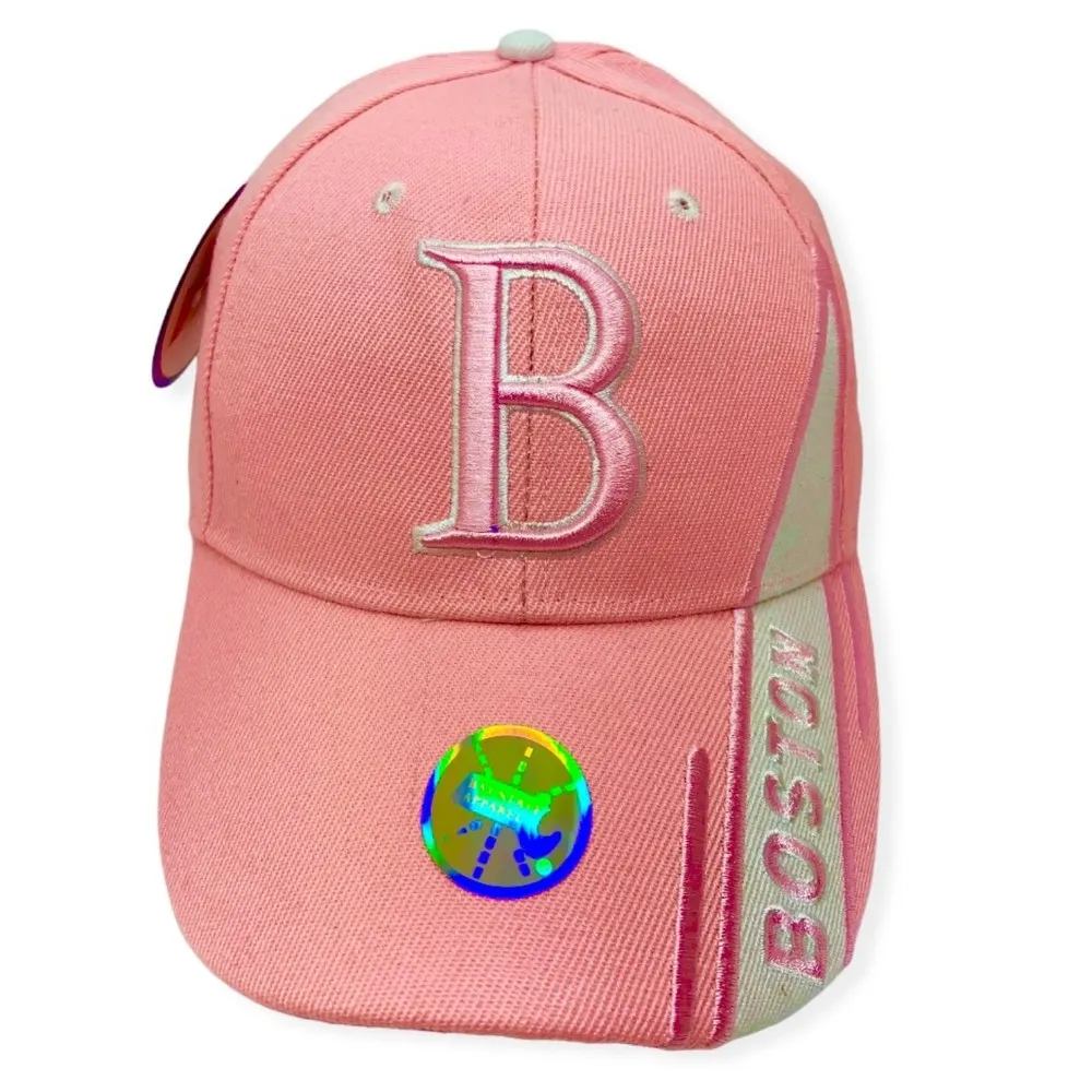 Boston massachusetts pink baseball cap hat for women 100% cotton, adjustable siz - Image 2