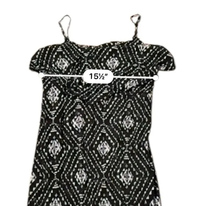 Y2K Mudd Black‎ & White Geometric Print Sleeveless Front Slit Maxi Dress Sz XL - Image 10