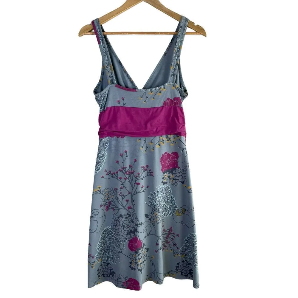 Patagonia Margot Organic Cotton Dress‎ in Grey Pink Floral Sleeveless, Small - Image 9
