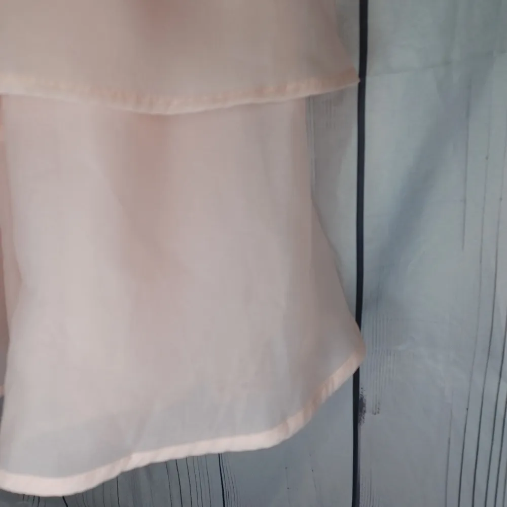 SHEIN Mod Solid Layered Puff Sleeve Layered Ruffled Hem Light Pink Layered Dress - Image 5