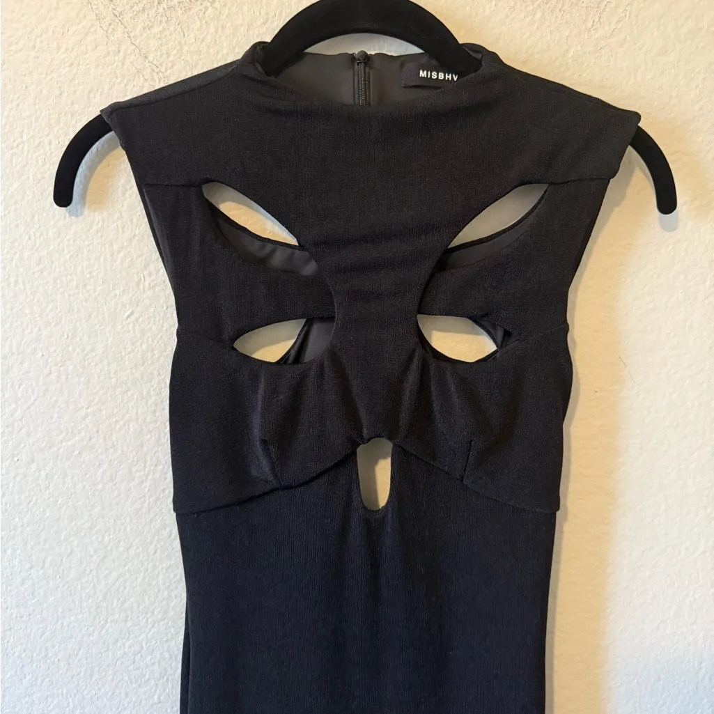 MISBHV Butterfly Maxi Dress Black Cutout With Slit Womens S Homecoming Stretchy - Image 3