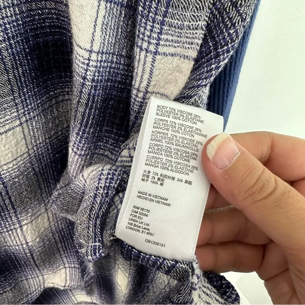 Urban Outfitters BDG Blue Plaid Keanu Varsity Flannel Shirt XS - Image 8