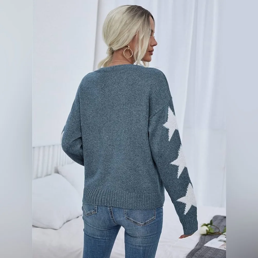 BloomChic Olive Green V Neck Star Sleeve Sweater Size 2X 18/20 - Image 12