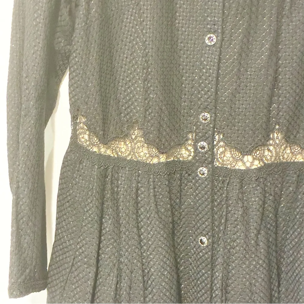 The Kooples Size Medium Black Lace Overlay Button Front Dress - Image 2
