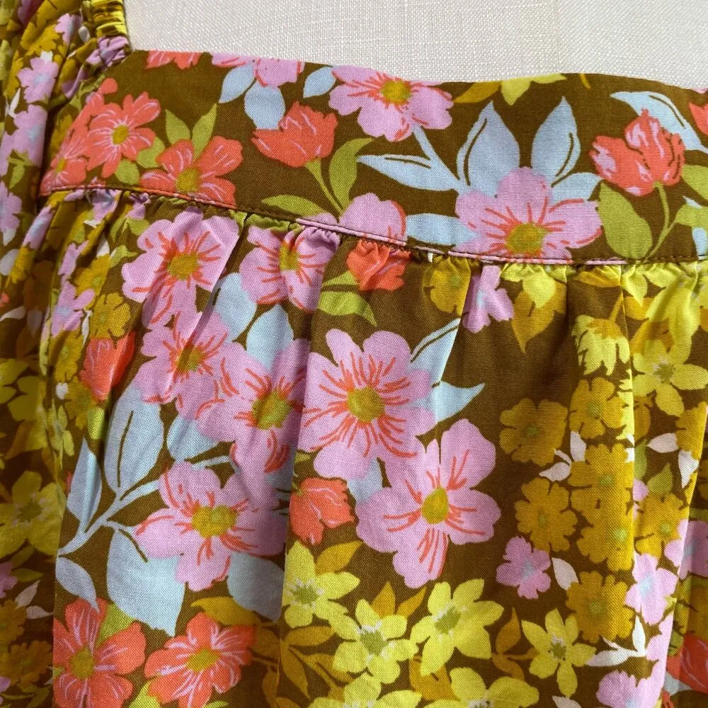 Billabong Beach Floral Puff Sleeve Beachy Daze Blouse Size Large - Image 3