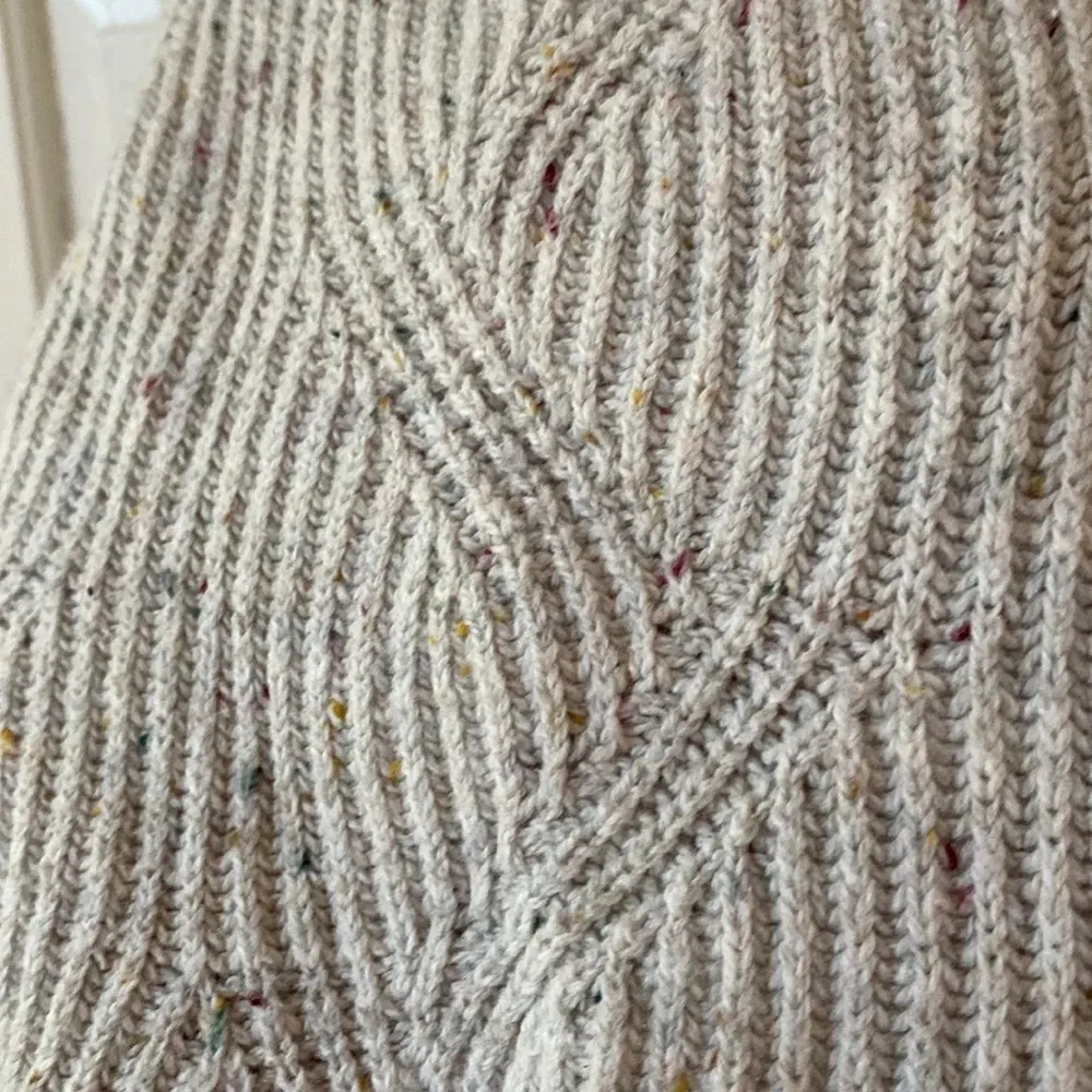 J. Jill Cable Knit Confetti Cream Tunic Sweater Ivory Size Small Braided Coastal - Image 4