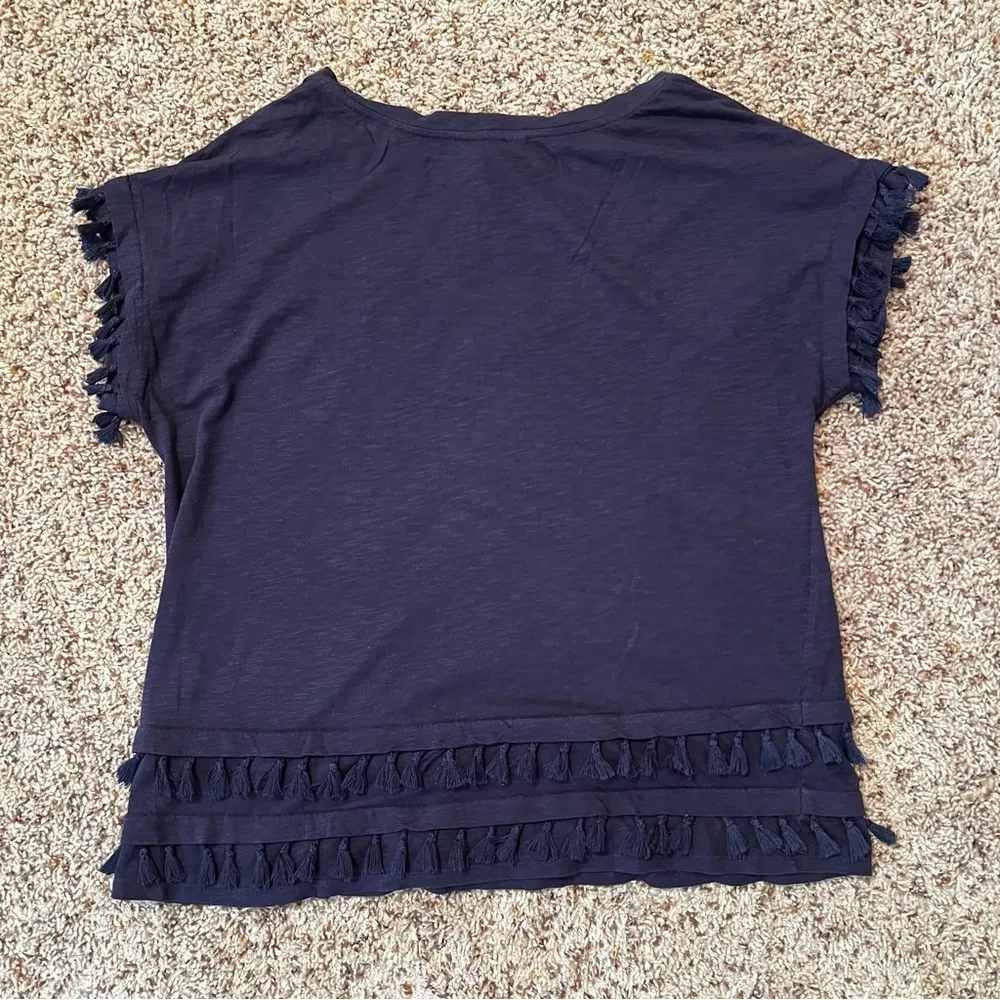 Lilly Pulitzer Blue Ruffled Short Sleeve Blouse Size M - Image 3