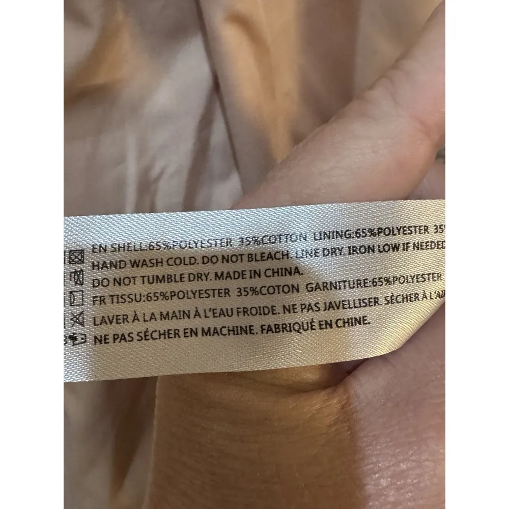 En Saison Puff Long Sleeve High Neck Smocked Size Medium Luncheon Neutral Pastel Pink - Image 7