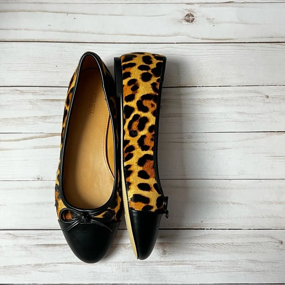 J.Crew Womens Leopard Calf Hair Captoe Ballet Flats Sz 7 - Image 2