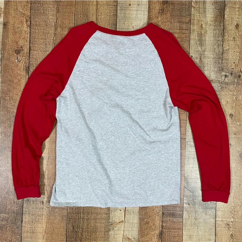 PJ Place Medium Christmas Crew Graphic Long Sleeve Shirt Lounge Snowman Elf Red - Image 2