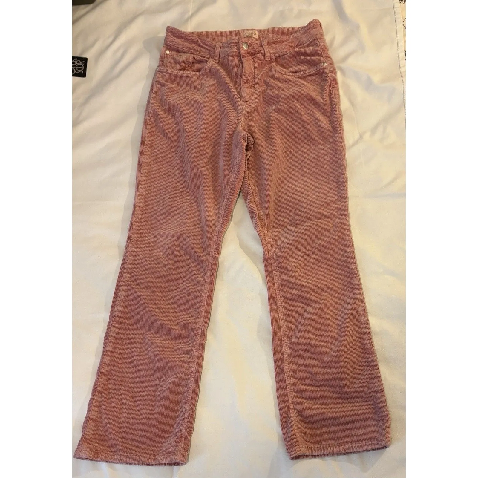 Anthropologie The Yaya Mid-Rise Corduroy Crop Flare Jeans Pink Rose Women’s 32T - Image 2