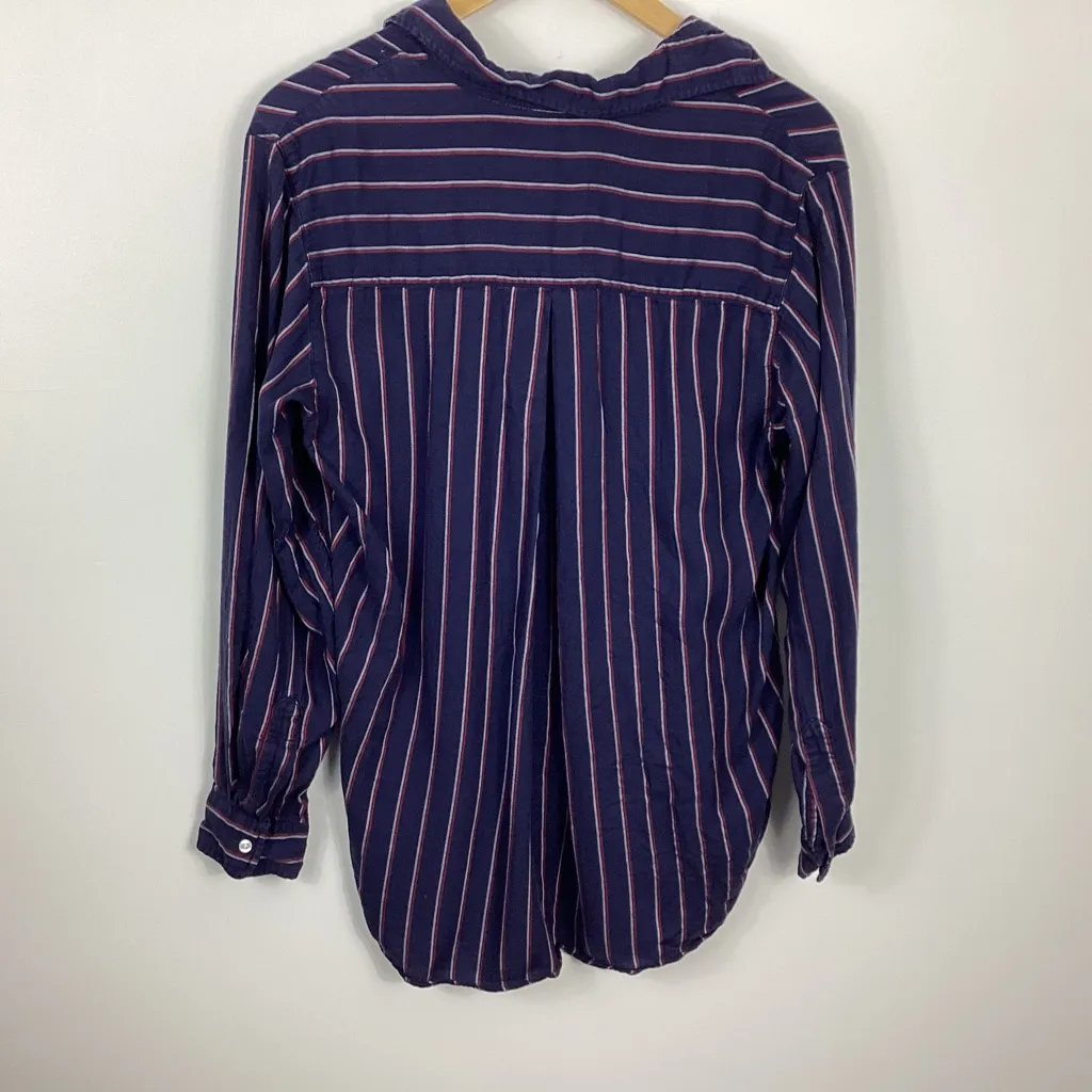 Grayson The Hero Navy Striped Button Down Shirt Size Small Blue - Image 5