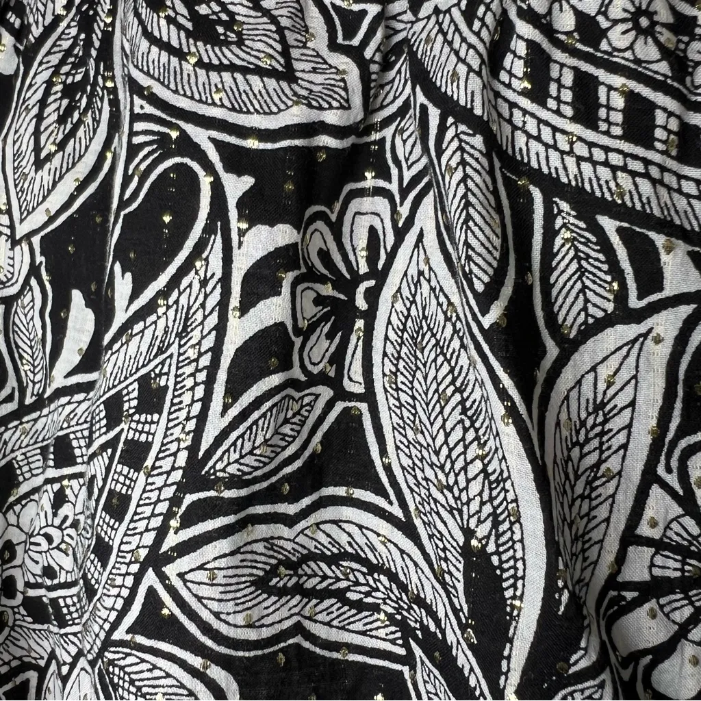 Talbots Plus Sz 1X Etched Paisley Halter Top Black White Metallic Gold Blouse - Image 12