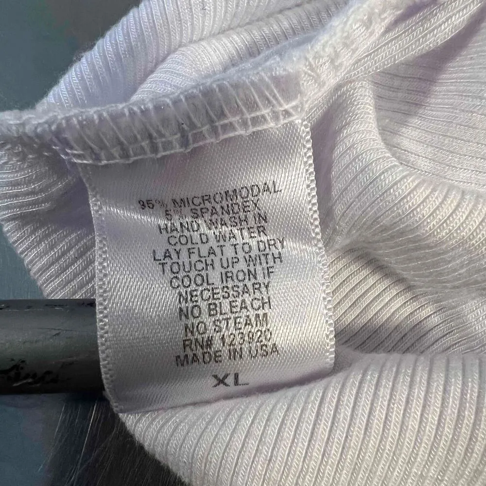 LAMade Dress White XL Tank Dress Ribbed Knit Ruched Bodycon New - Image 5