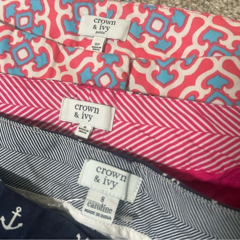 Crown & Ivy Women’s Shorts Bundle Lot Sz 8 & 8P Elephants Nautical Preppy Cruise - Image 2