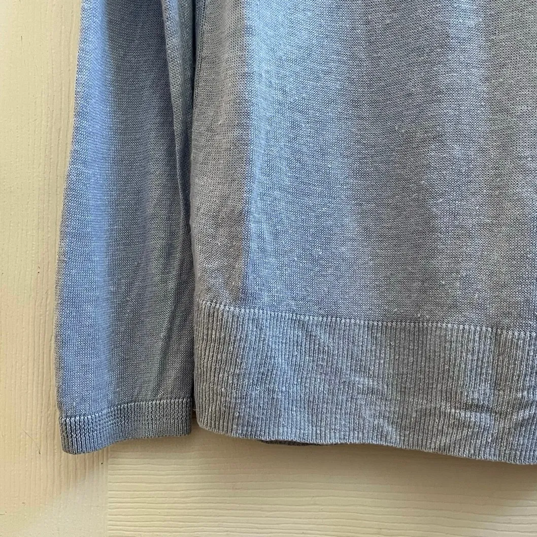 Talbots Powder Blue Linen Side Slits Cardigan Size Medium Lightweight - Image 11