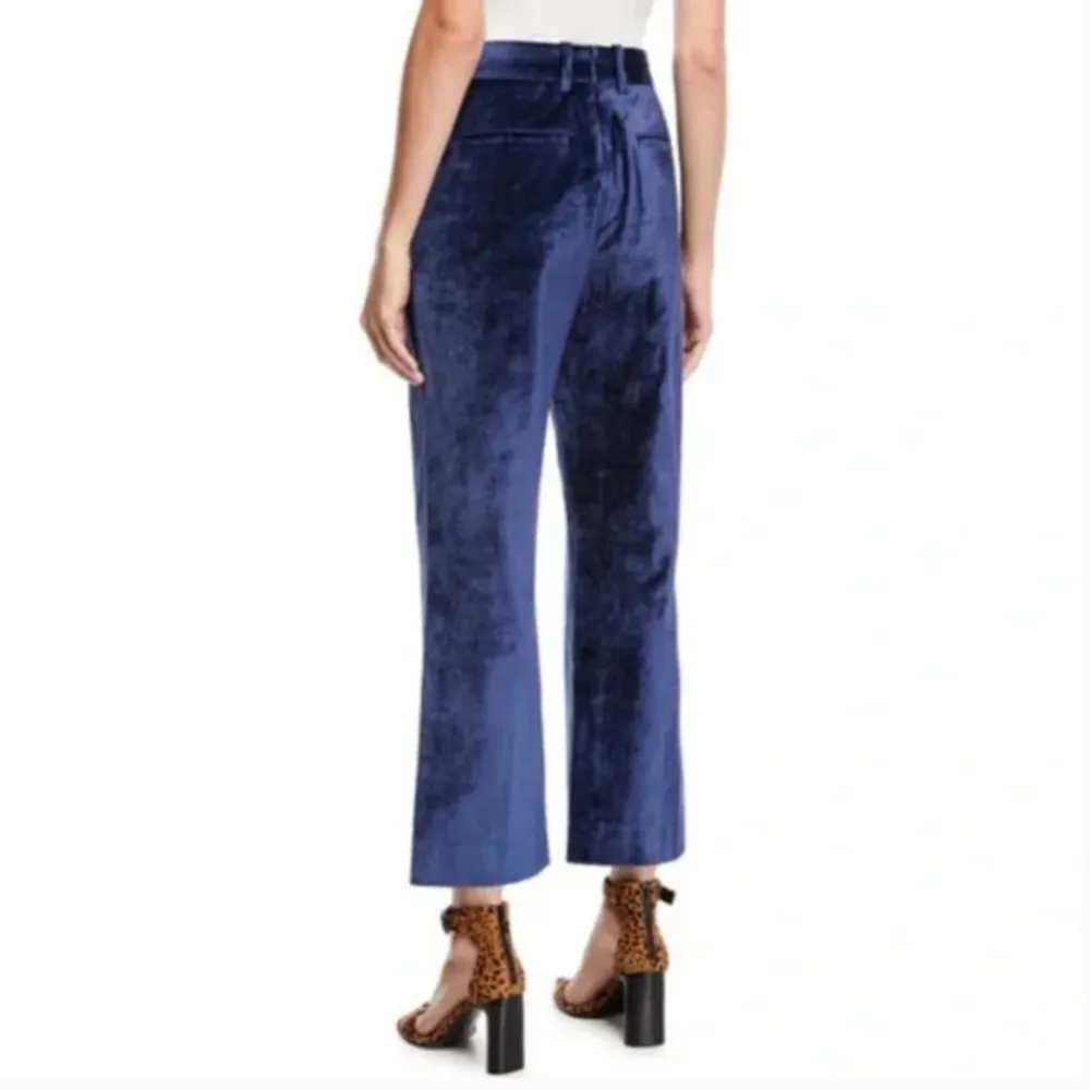 Rag and Bone Libby Blue Velvet Crop Flare Trouser Size 2 - Image 2