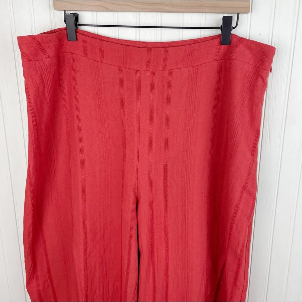 City Chic High Waist Wide Leg Cropped Pants Striped Texture Orange Red Size 16 - Image 4