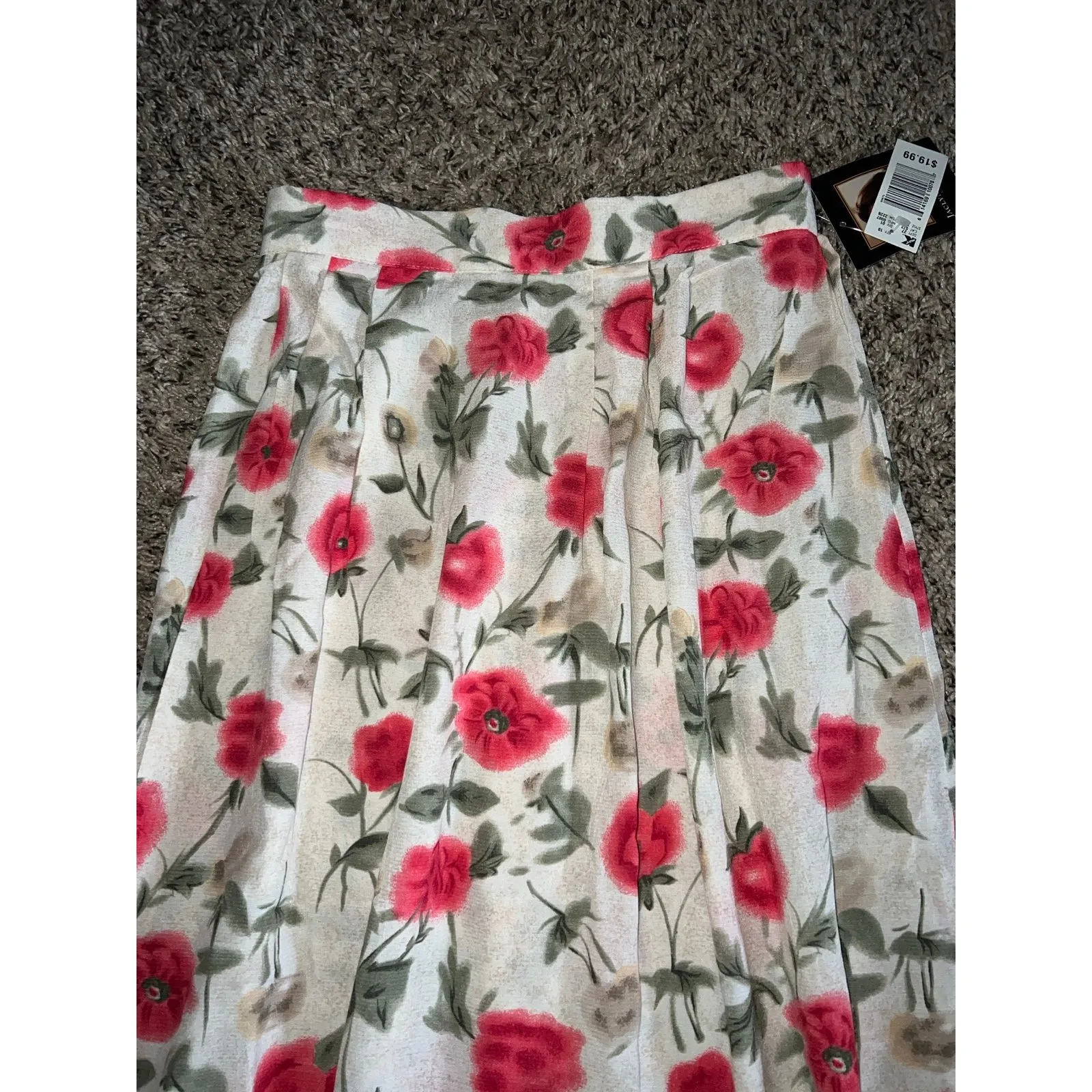 NWT Vintage‎ Jaclyn Smith women's Cream with pink flowers maxi skirt size medium - Image 2
