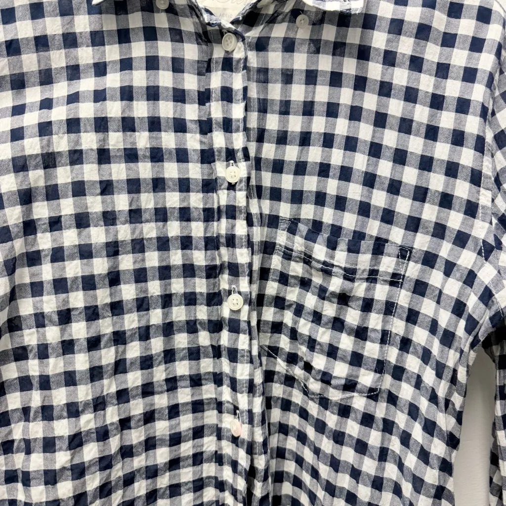 J. Crew Gingham Lightweight Cotton Button Down Shirt, Navy & White | 6 - Image 4