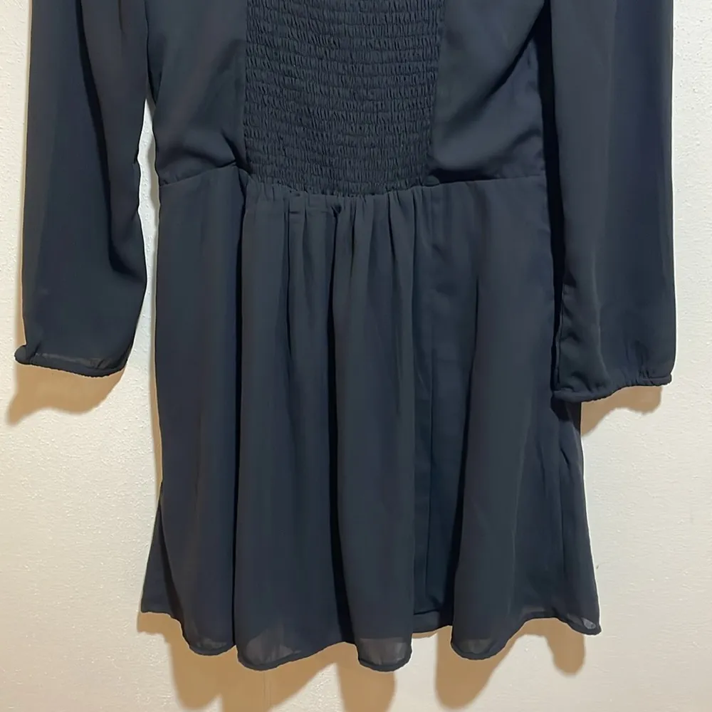 Abercrombie & Fitch Portrait Neck Mini Dress Black  Ruffle Trim Whimsigoth M - Image 11