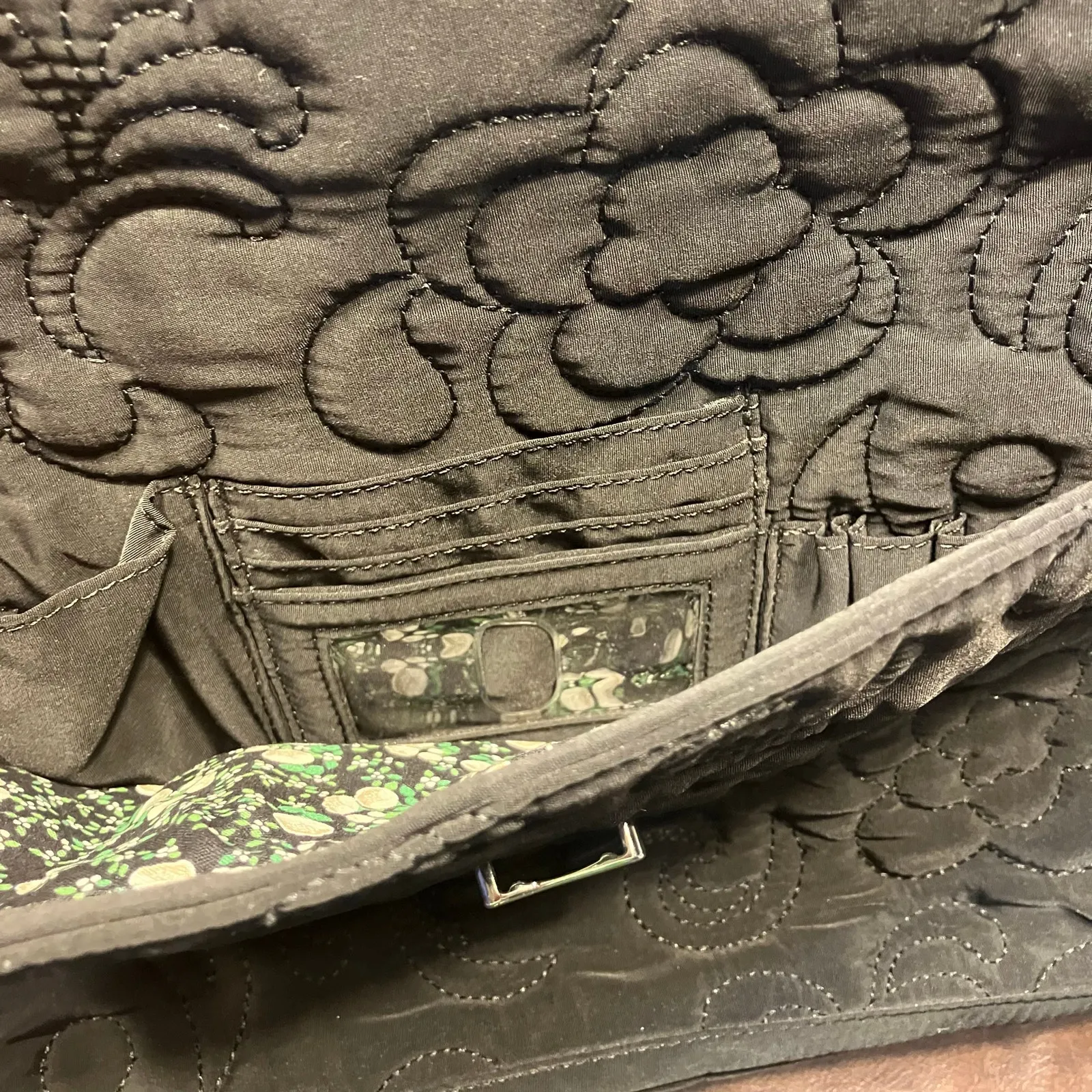 Vera Bradley Black Quilted Floral Laptop Messenger Bag Briefcase‎ Adjustable - Image 9