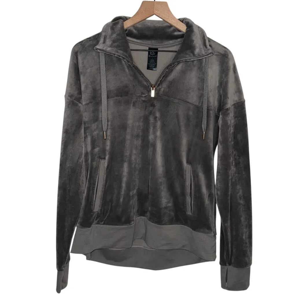 Grey Champion Velvet Quarter Zip Pull‎ Over Sweater - Image 3