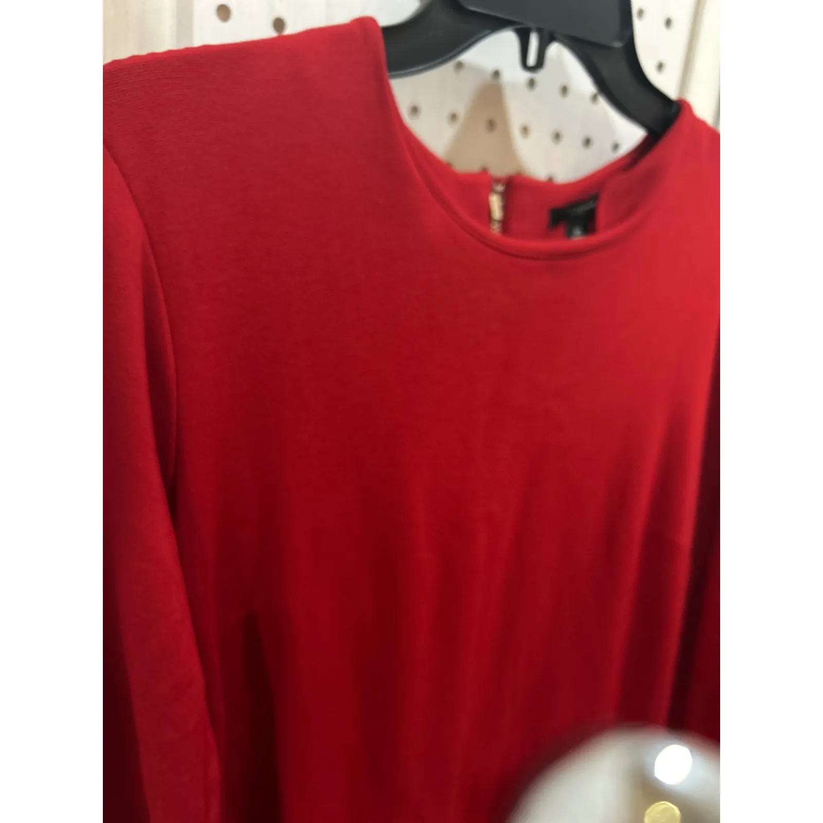 Ann Taylor Red Sheath Dress Long Sleeve Zipper Detail Size 14 - Image 3