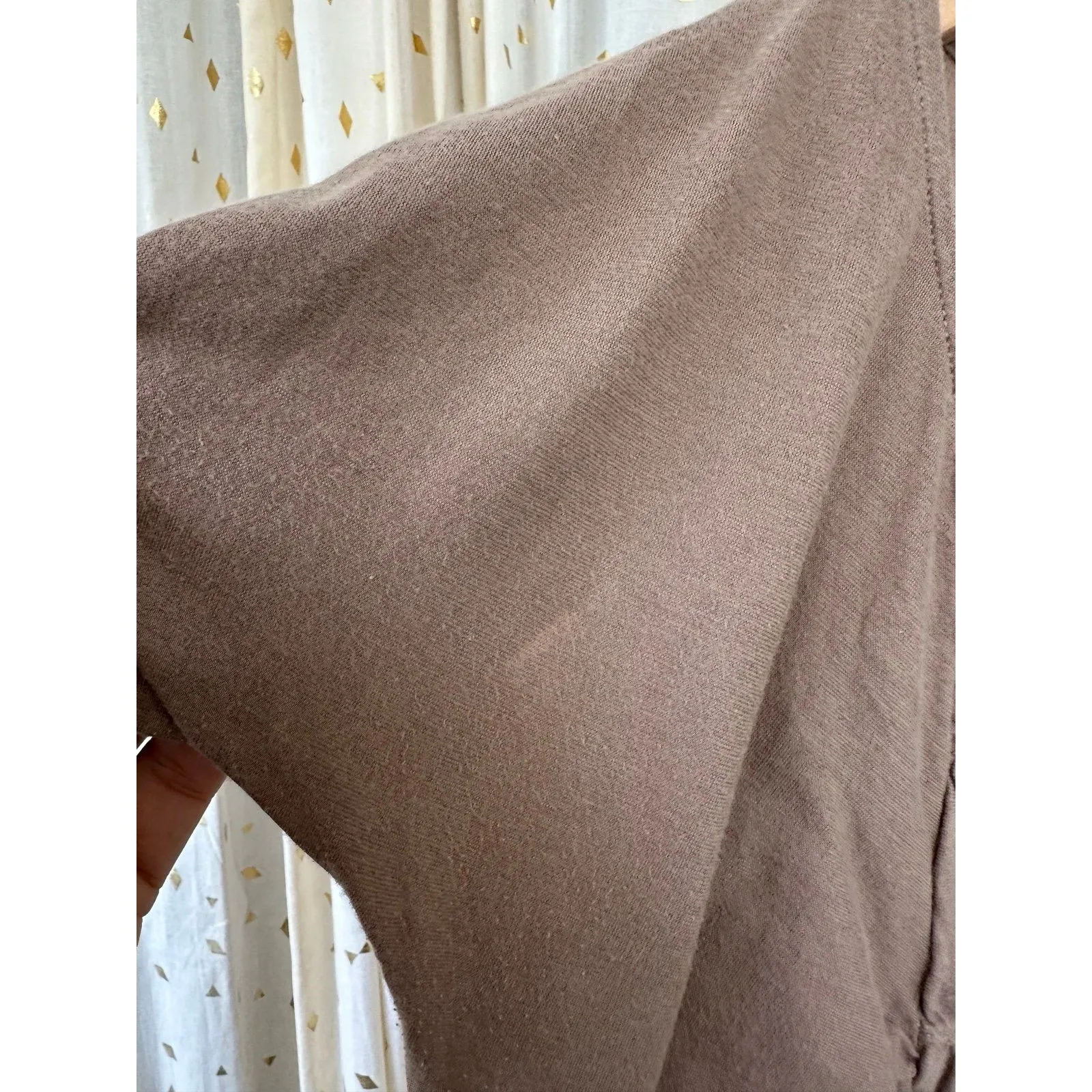 Eddie Bauer Women's Mocha 100% Cotton Front Ruch Piping Split Neck Tee T-Shirt S - Image 6