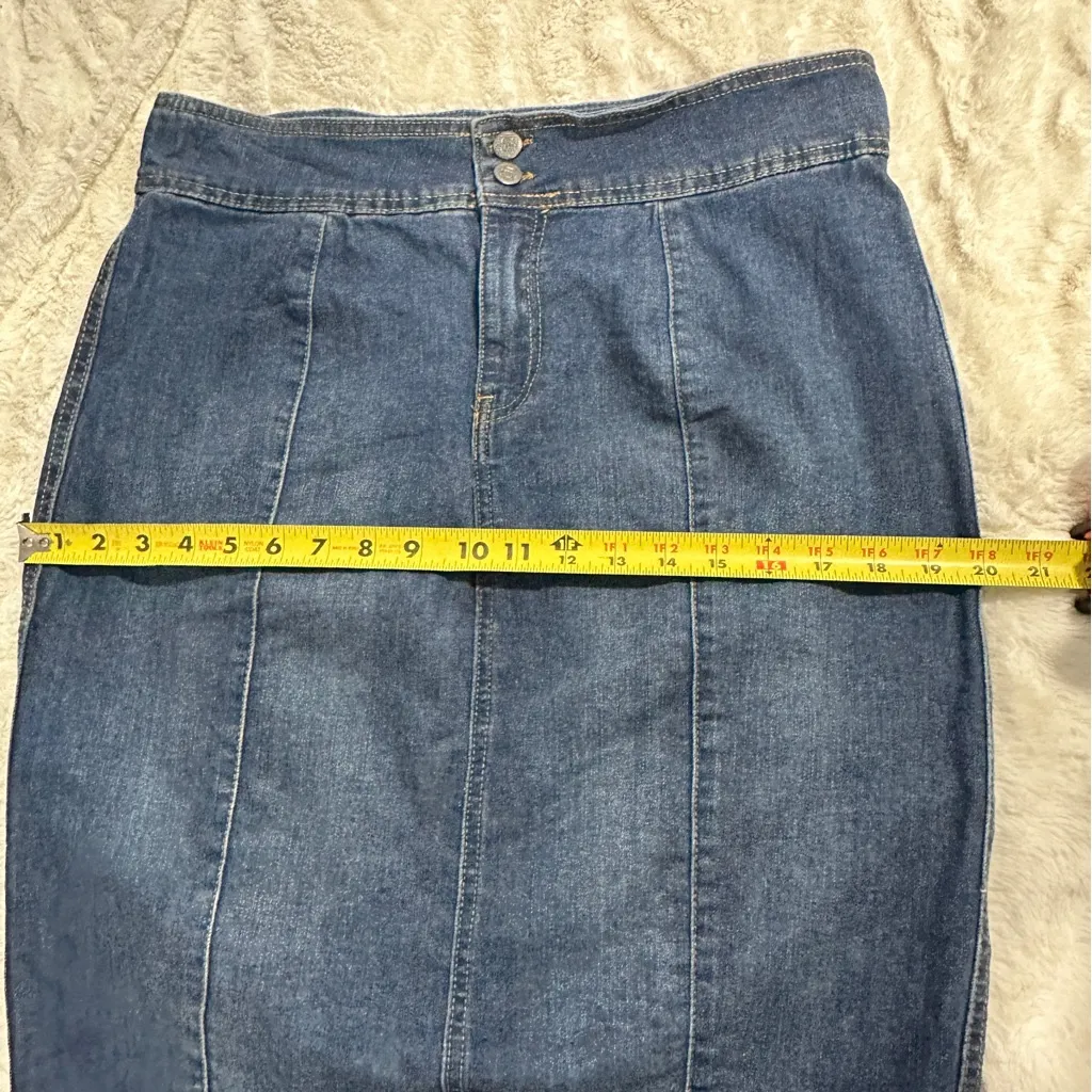 One 5 One Size L Classic Blue Jean Knee Stretch Denim Skirt Casual Cowboy - Image 8