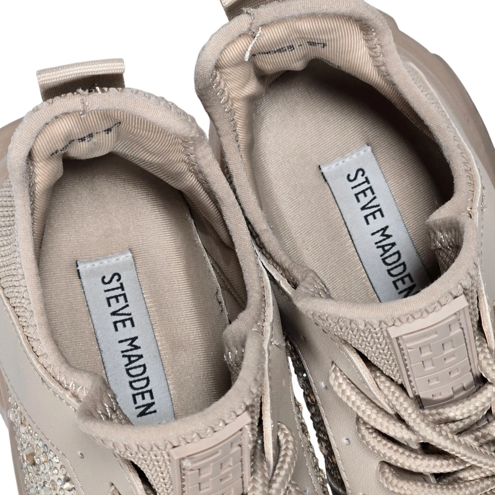 Steve Madden Women's Vance Beige Rhinestone Chunky Sole Sneakers Shoes Size 6.5‎ - Image 7