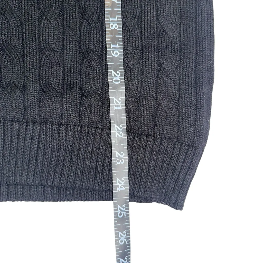 Lauren Ralph Lauren Crest Black Cable Knit Short Sleeve Sweater Top XL - Image 7