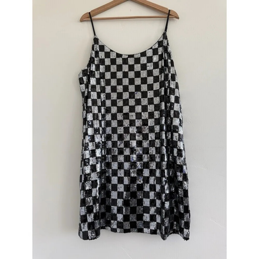 Bar lll Printed Mesh Mock-Neck mini Dress black grey With Side Slit Size Xl - Image 2