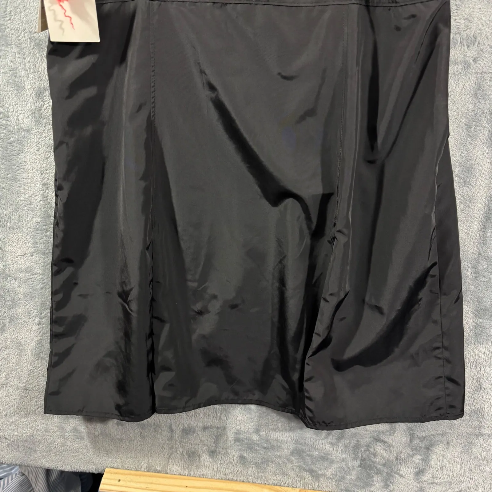 NWT Open Edit Black Spaghetti Strap Mini Dress with Side Slit Pleats Size L - Image 10