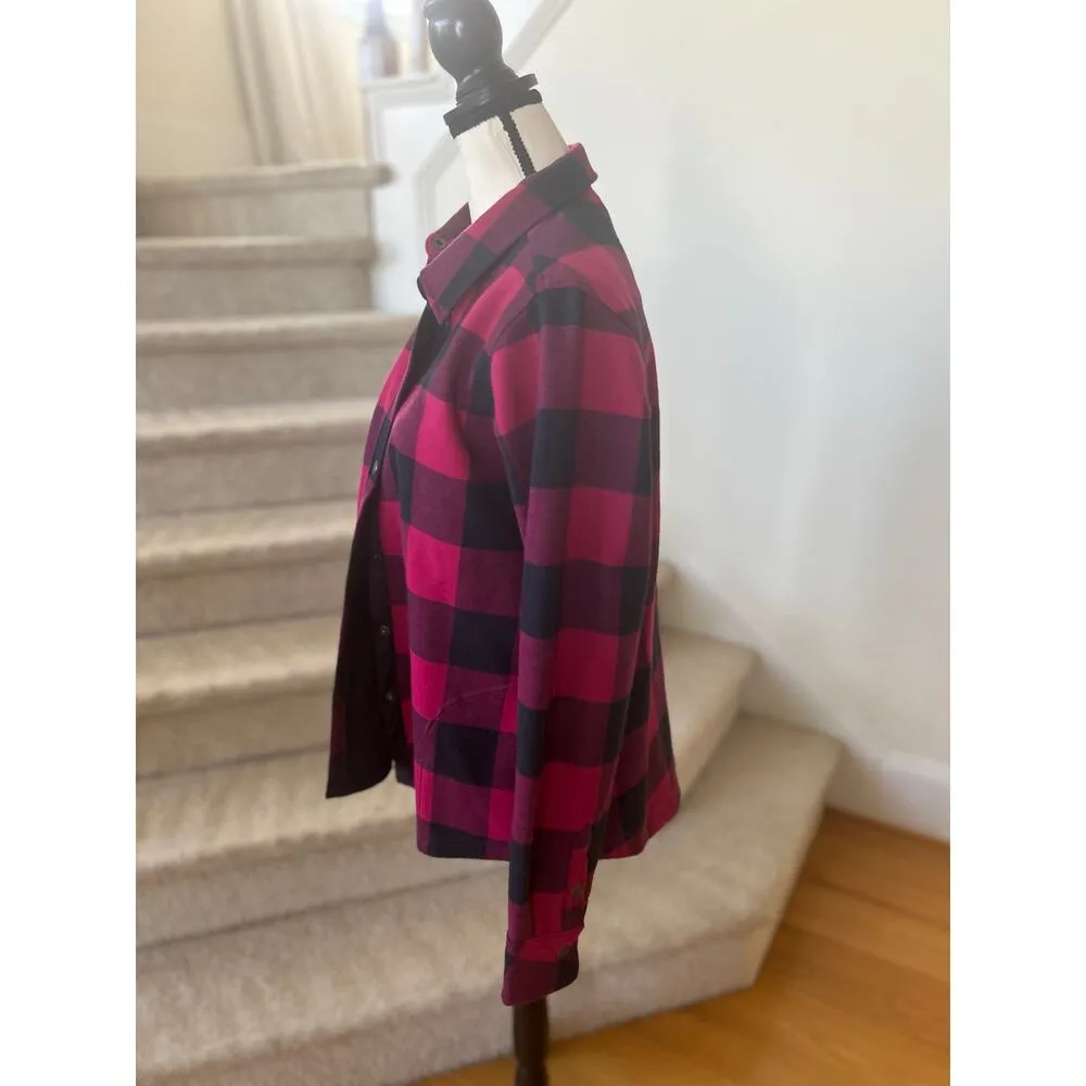 Orvis Hot Pink Buffalo Plaid Fleece Lined Barn Jacket Shacket - Image 2