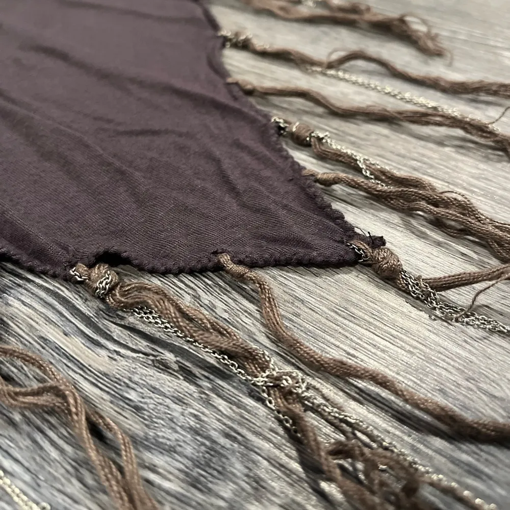 Chan Lu Elegant Gray silver chain Fringed Scarf - Image 8