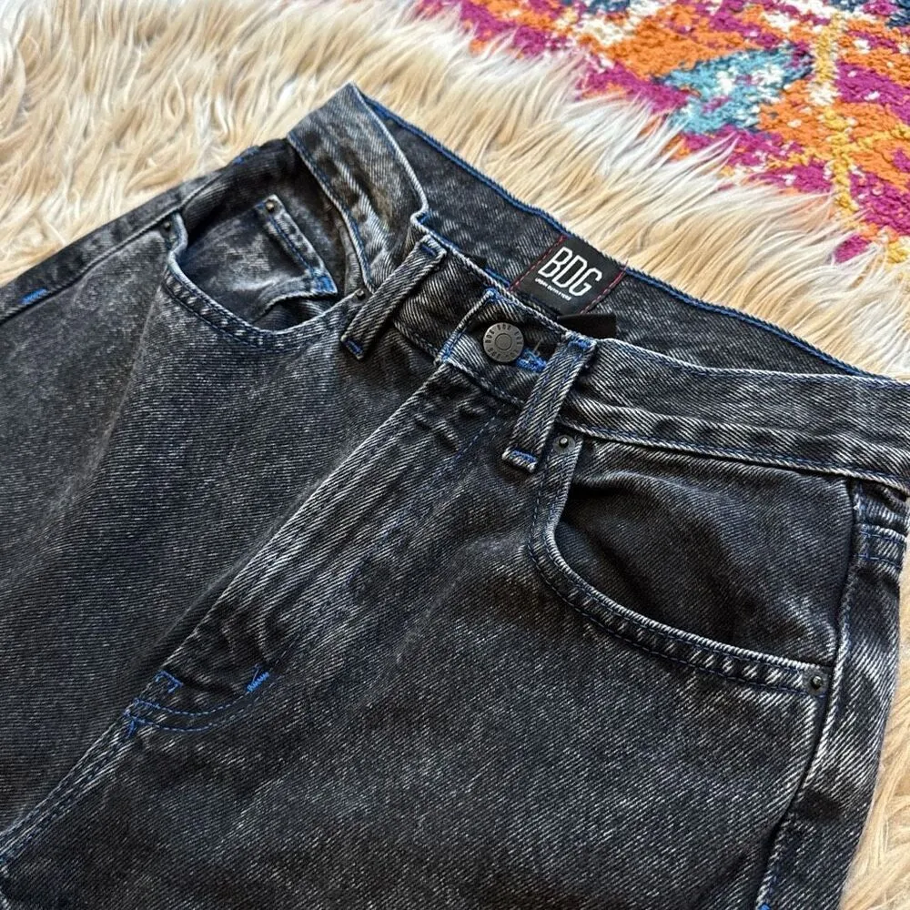 BDG black baggy jeans blue stitching size 25 - Image 3