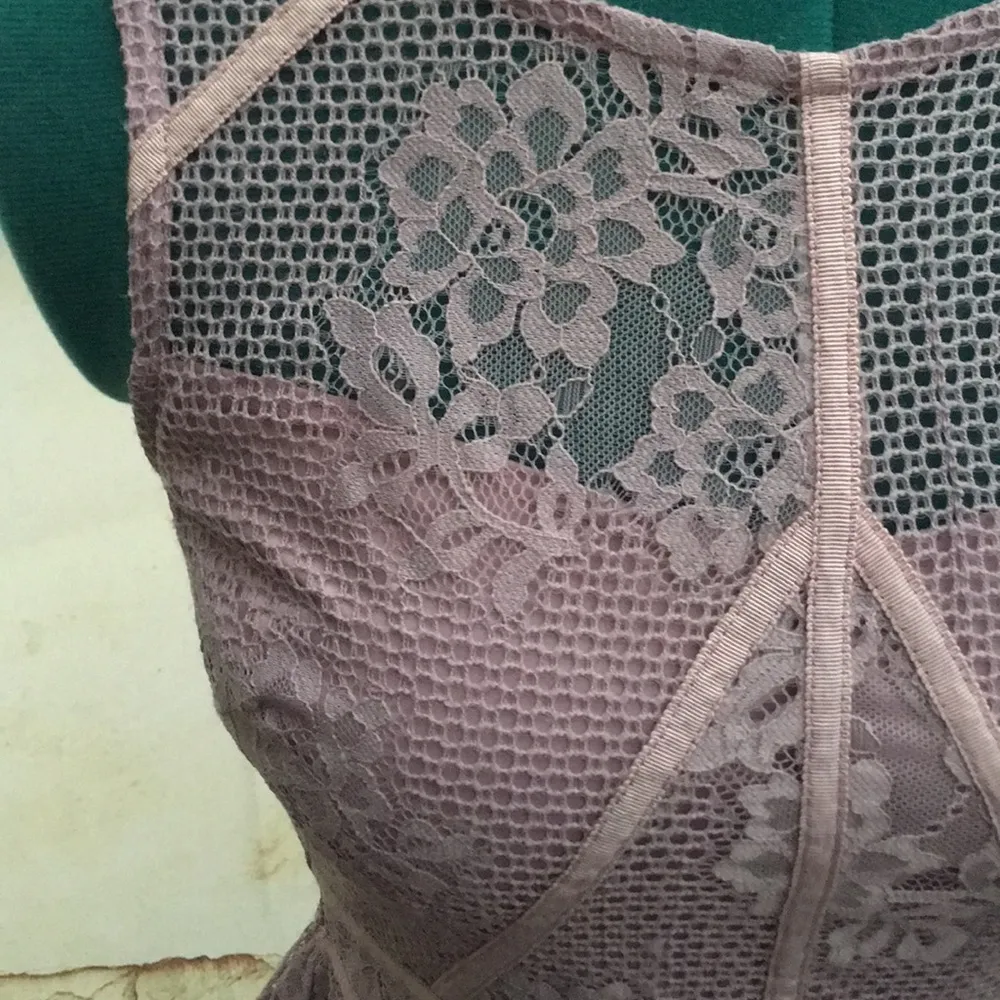 Lily Rose All Over Lace Overlay Fitted Bodice A-Line Sleeveless Dress - Image 3