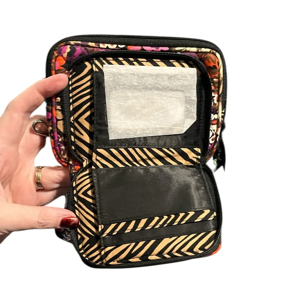 Vera Bradley Floral Quilted Wristlet and Crossbody Bag with Zebra Interior - Image 5