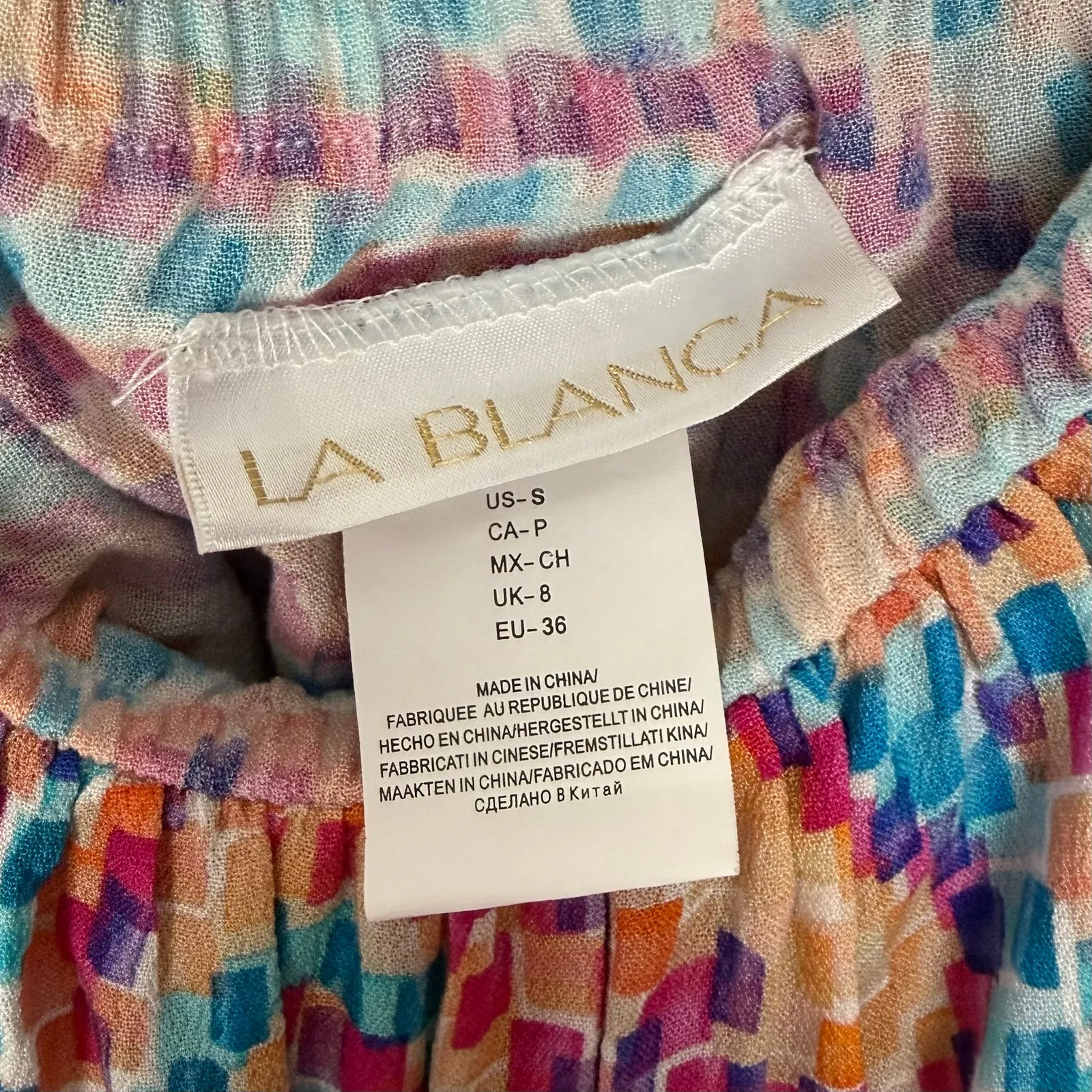 La Blanca Pebble Beach Bandeau Maxi Dress Strapless Paisley Print Size Small - Image 4