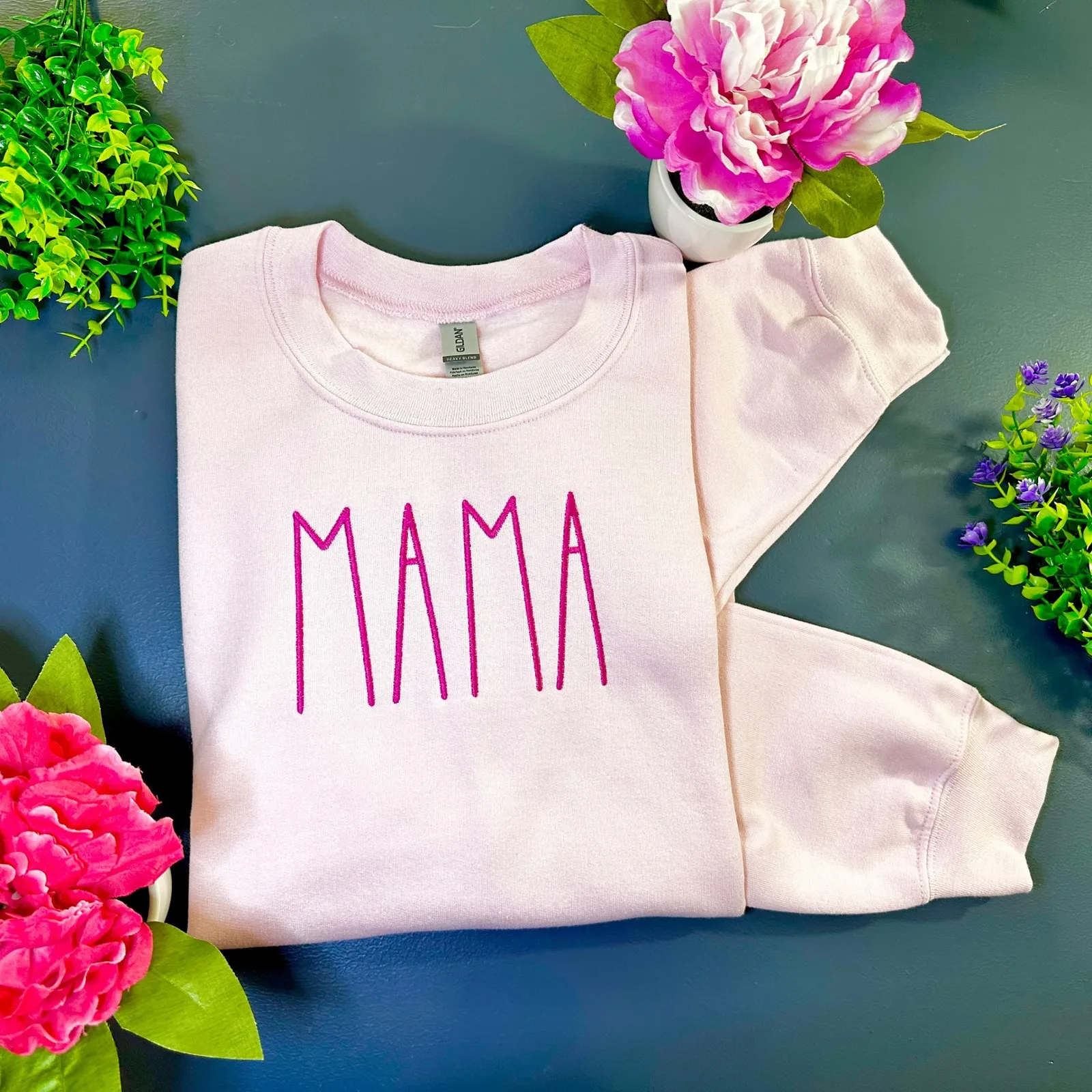 Mama Sweatshirt Medium‎ Pink Embroidered Crewneck Pullover Mom Gift Mother's Day - Image 4