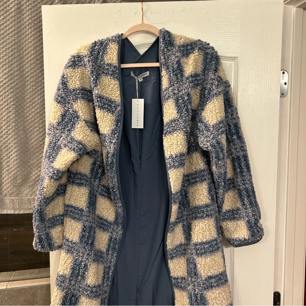 Baltic Born New Breckinridge windowpane sherpa lined maxi coat cardigan - Image 2