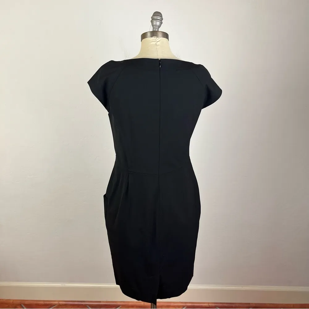 Lafayette 148 New York Black Capped Sleeve Sheath Dress - Image 5