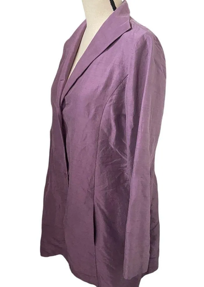 Eileen Fisher lilac 100% brushed silk size medium long line blazer. - Image 2