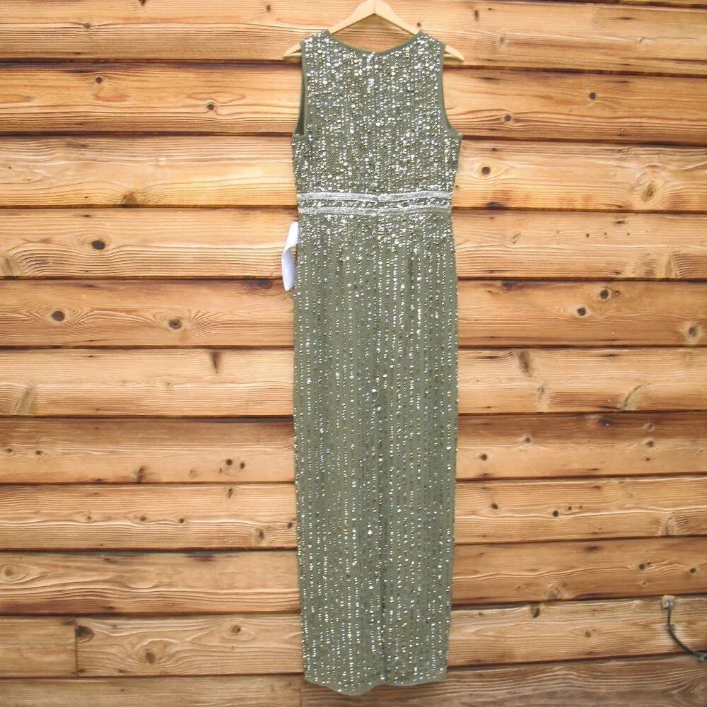 Mac Duggal 93603 Womens Green SEQUINED HIGH NECK SLEEVELESS COLUMN GOWN Dress - Image 10