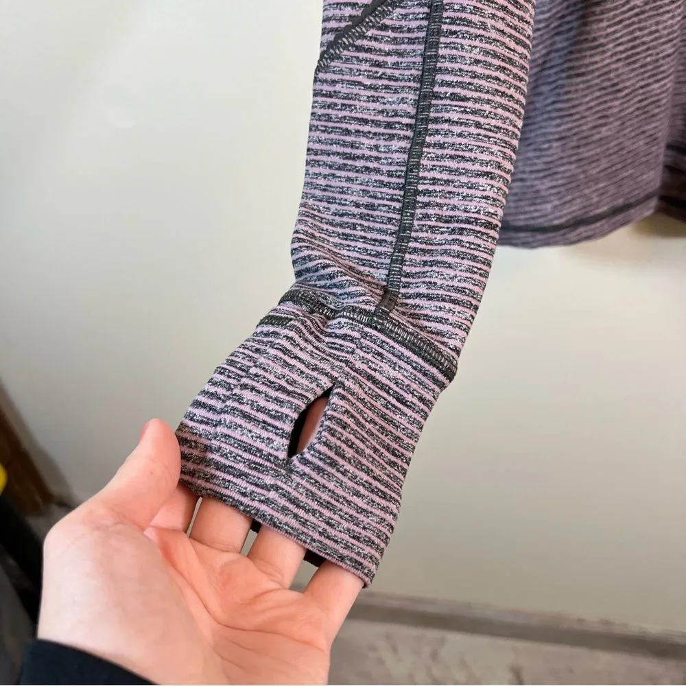Lululemon Race Your Pace 1/2 Zip Gray Purple Striped 4 - Image 7